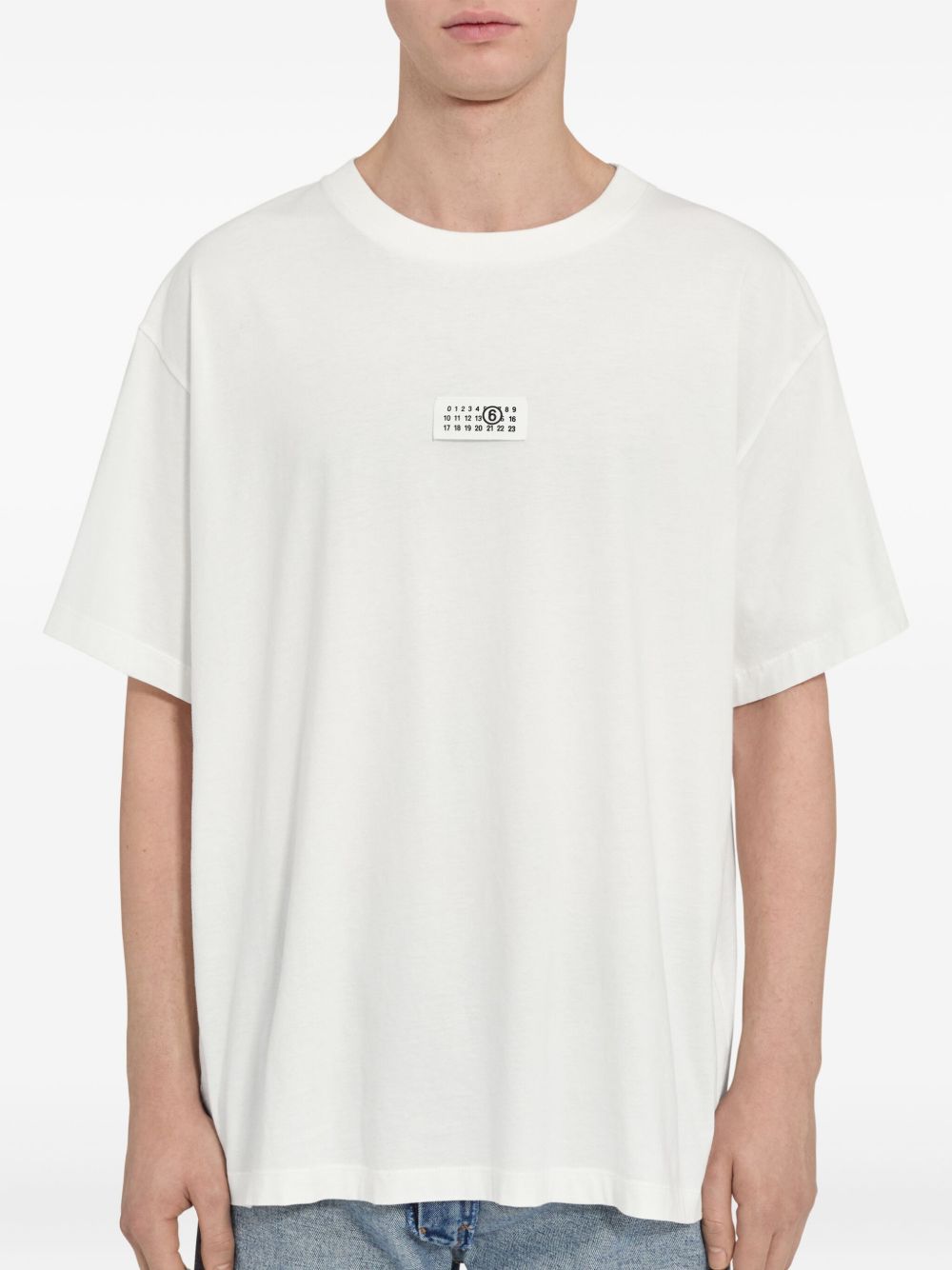 T-shirt girocollo con logo in bianco Mm6 maison margiela - uomo 