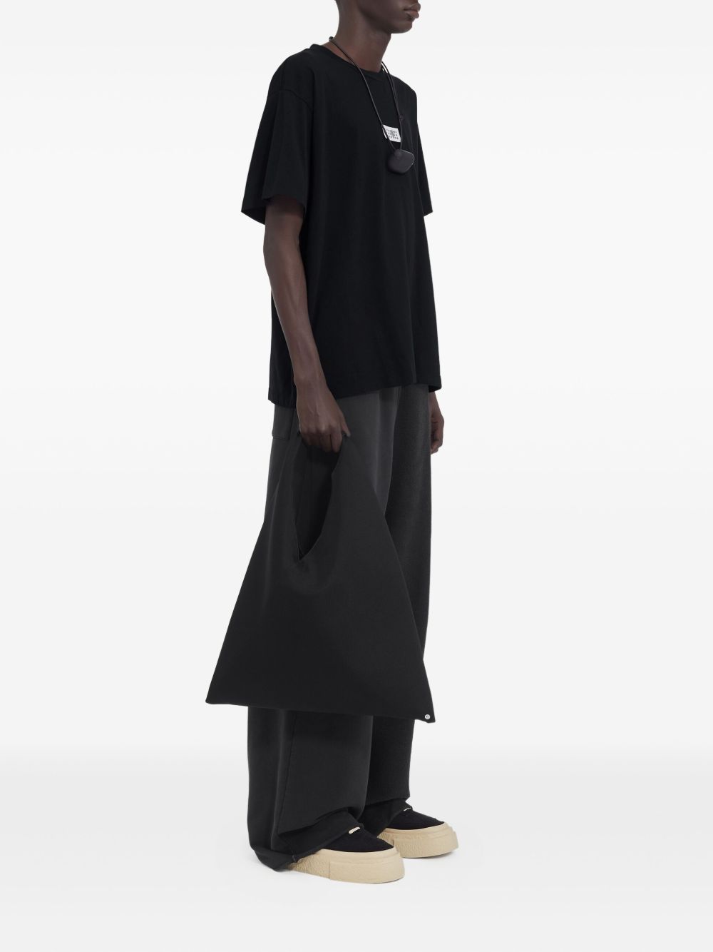 T-shirt girocollo con logo in nero Mm6 maison margiela - uomo 