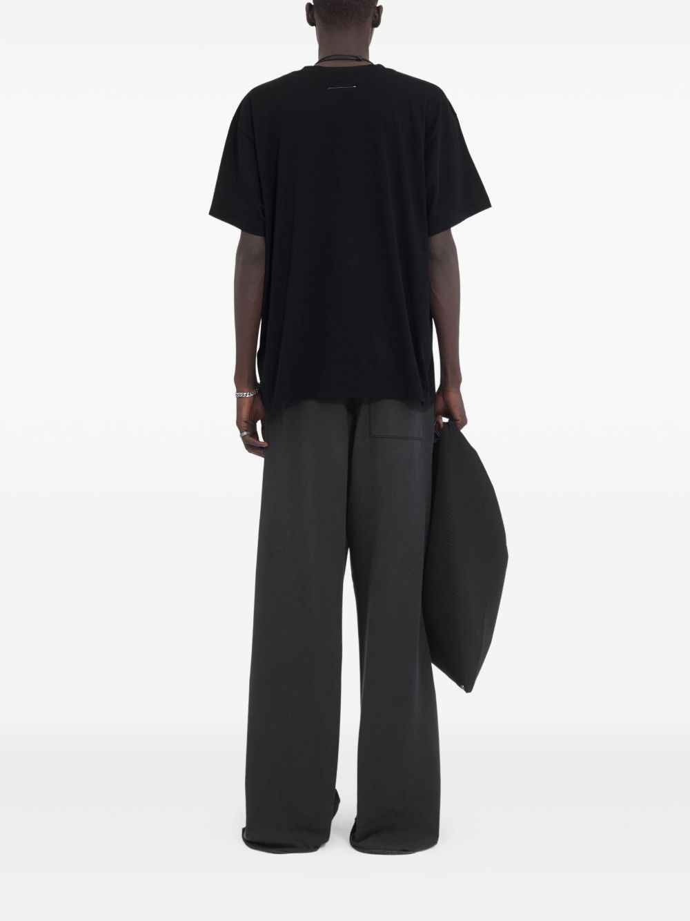 T-shirt girocollo con logo in nero Mm6 maison margiela - uomo 