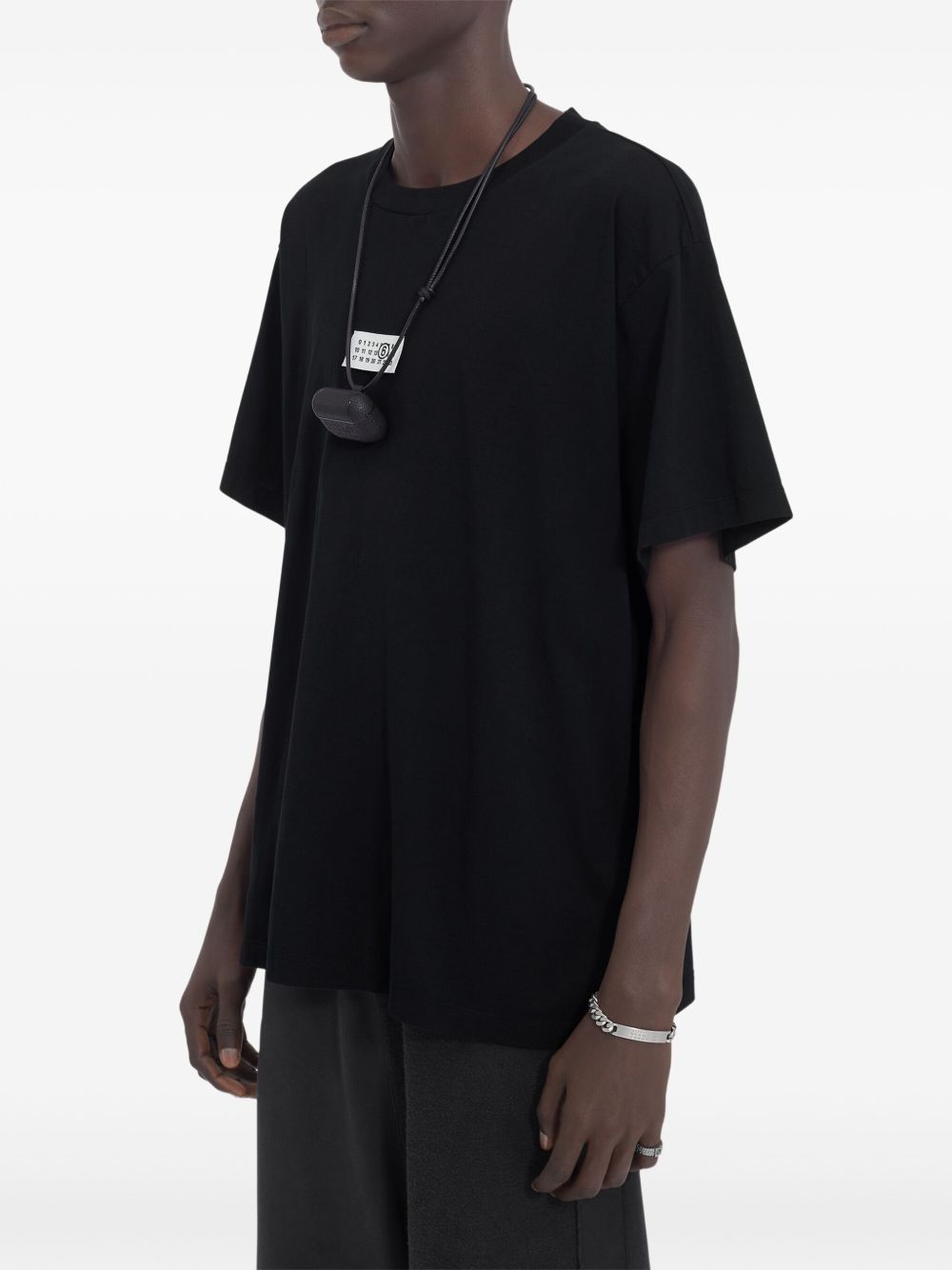 T-shirt girocollo con logo in nero Mm6 maison margiela - uomo 