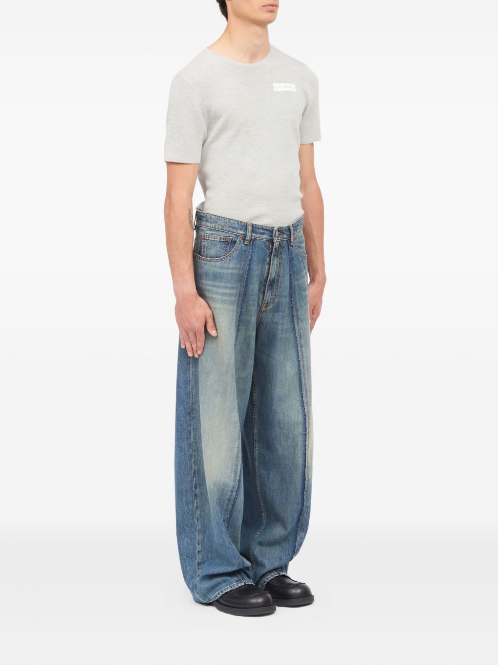 Jeans con inserti in blu Mm6 maison margiela - uomo 
