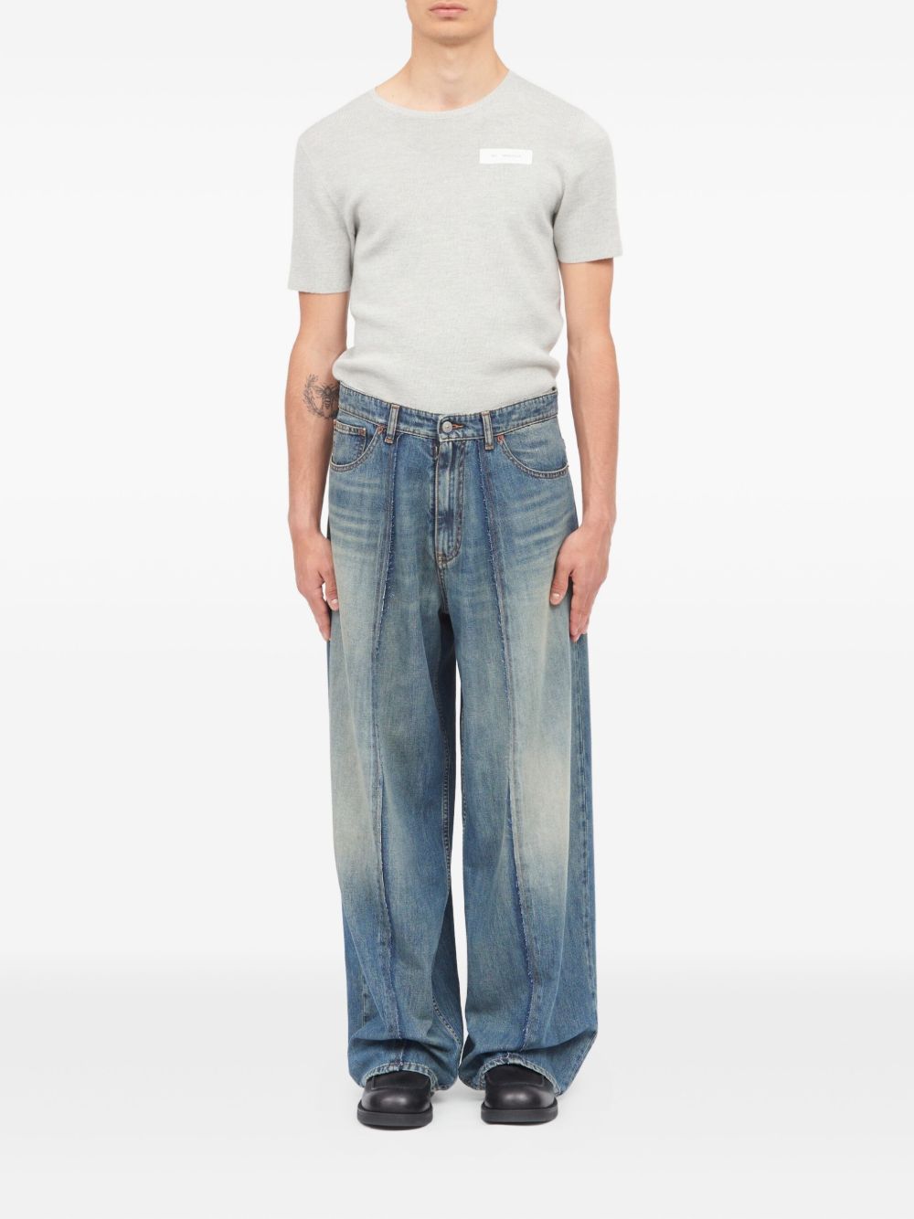 Jeans con inserti in blu Mm6 maison margiela - uomo 