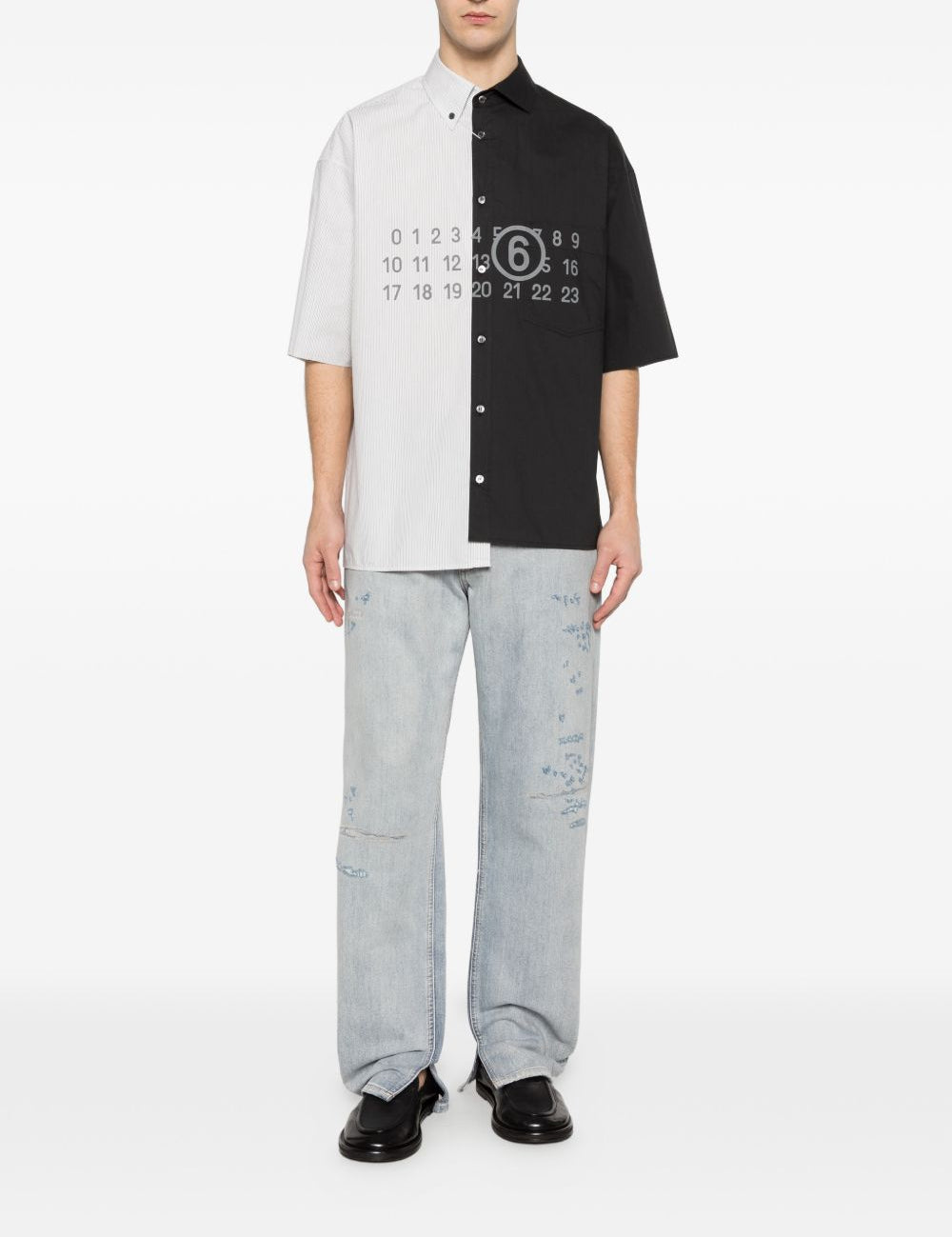 Jeans con effetto vissuto in blu Mm6 maison margiela - uomo 