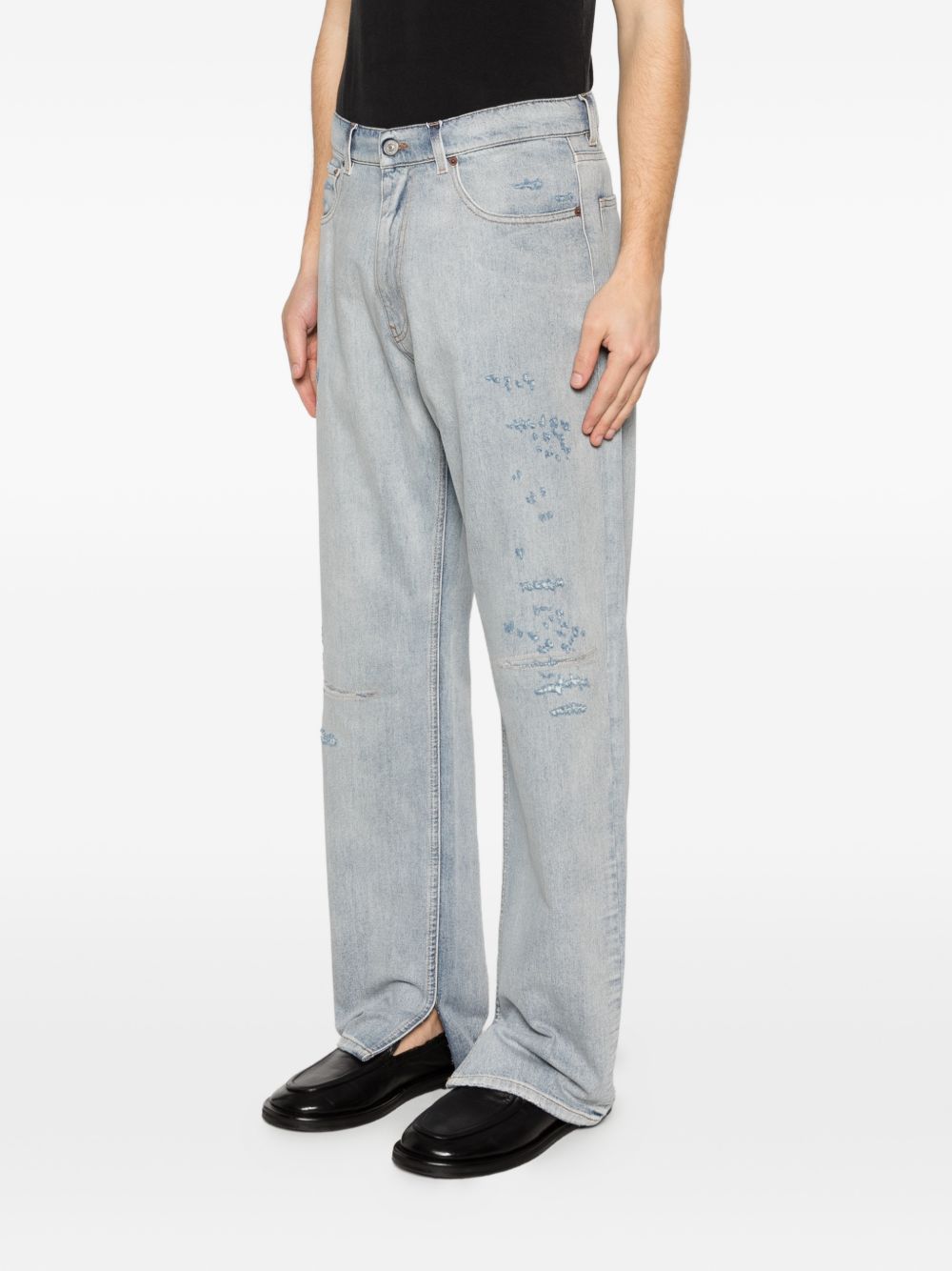 Jeans con effetto vissuto in blu Mm6 maison margiela - uomo 