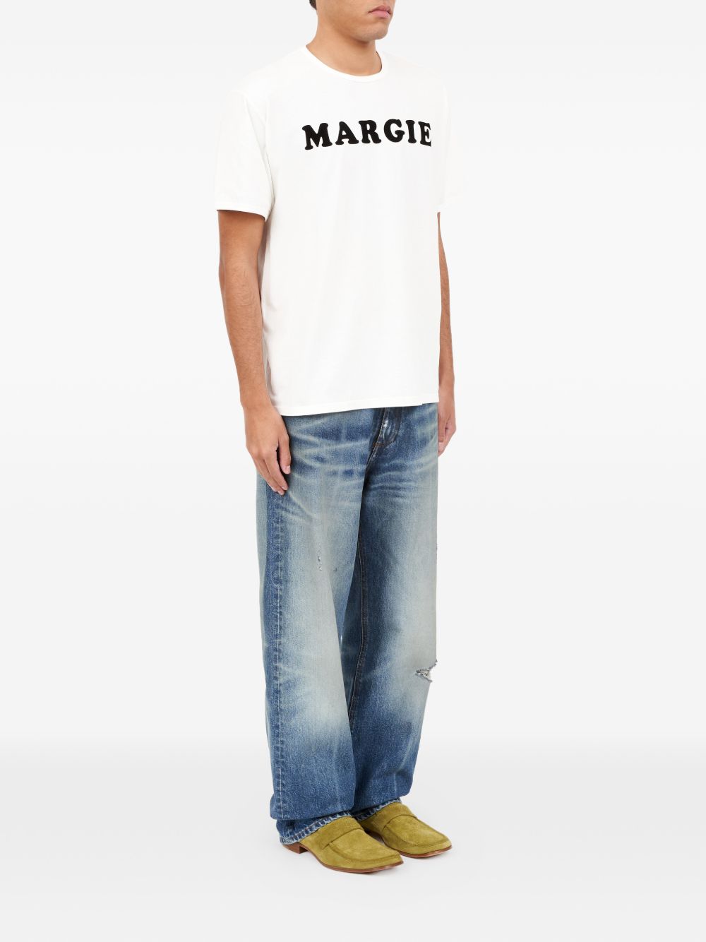 T-shirt in cotone con stampa grafica in bianco Mm6 maison margiela - uomo 