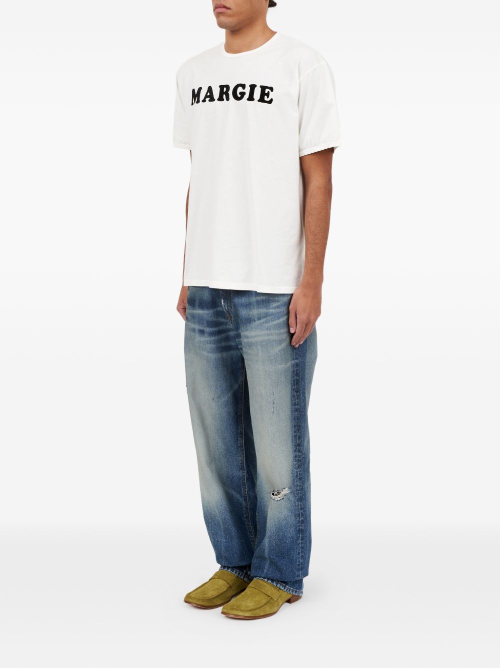 T-shirt in cotone con stampa grafica in bianco Mm6 maison margiela - uomo 