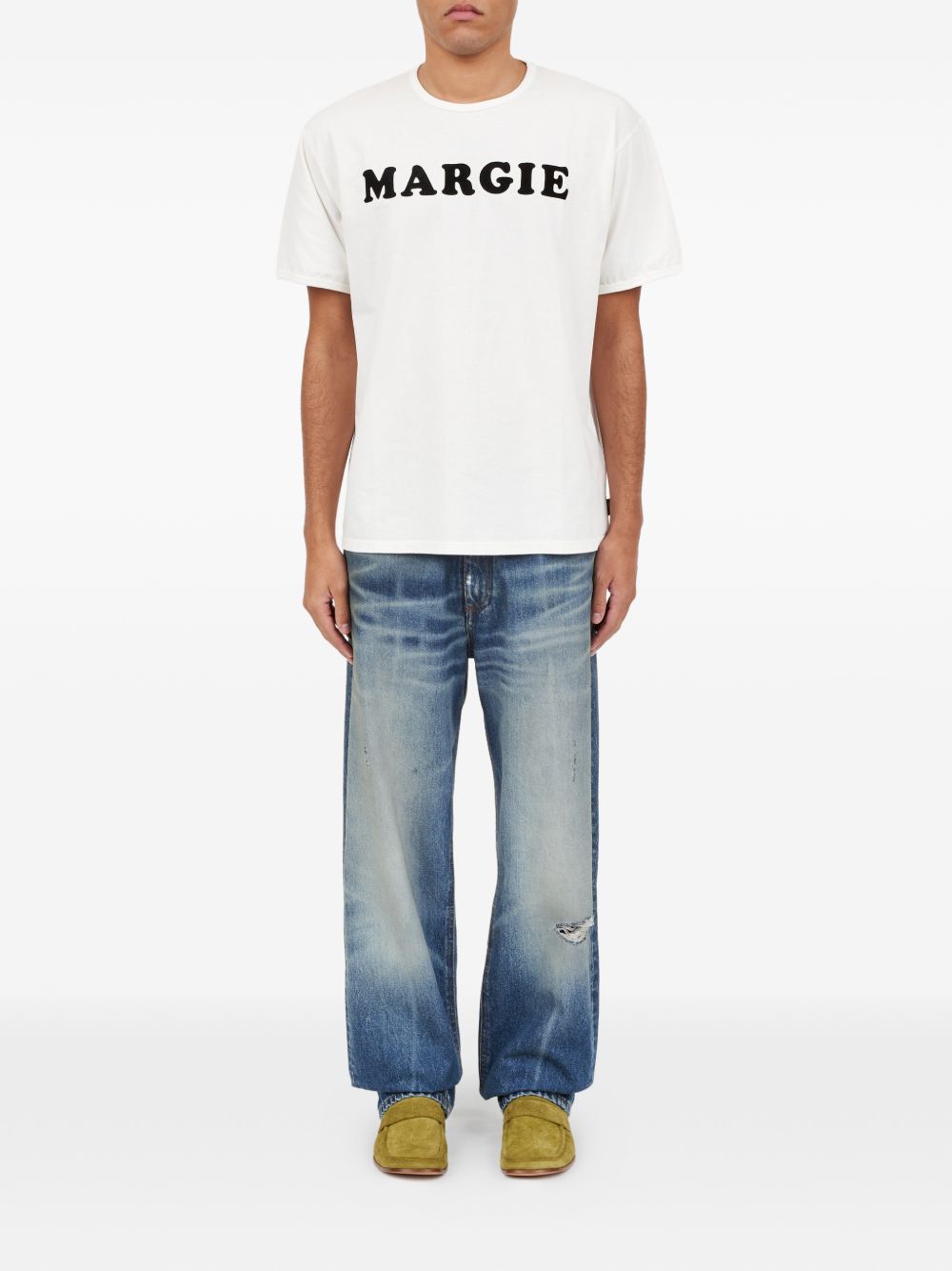 T-shirt in cotone con stampa grafica in bianco Mm6 maison margiela - uomo 