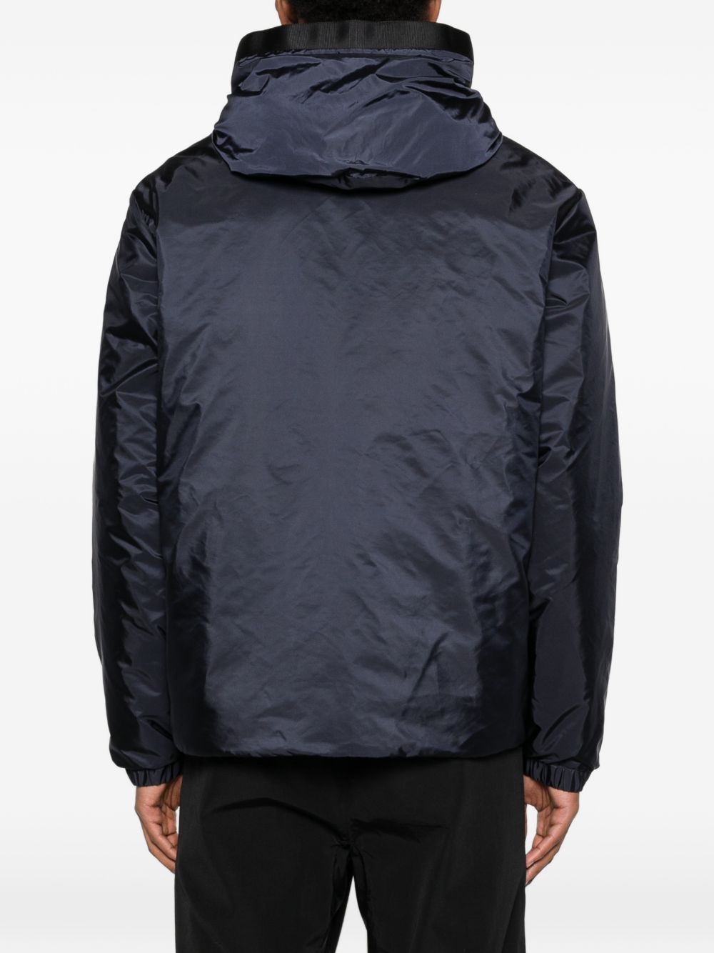 Piumino con cappuccio e logo in blu Moncler - uomo 
