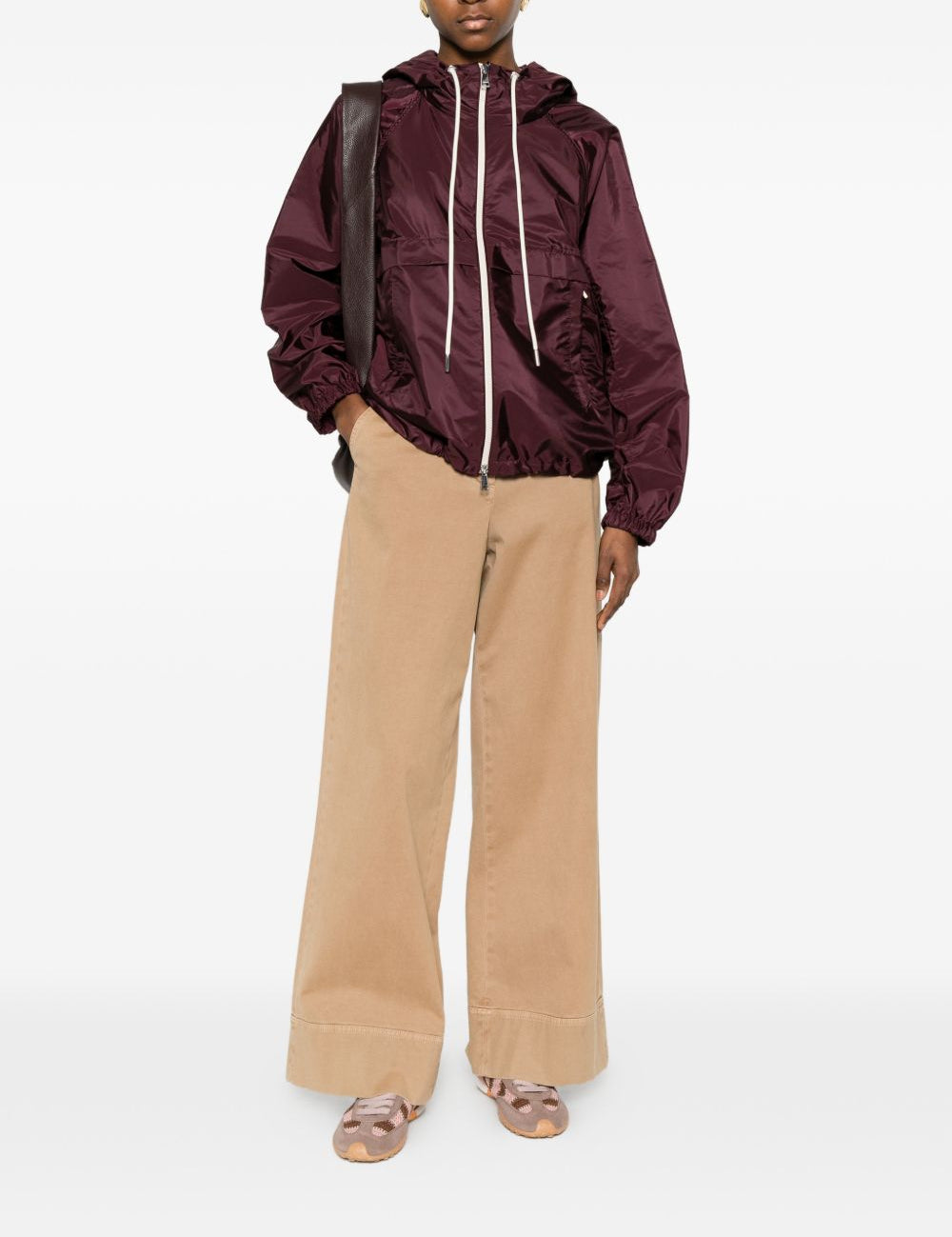 Giacca con cappuccio e zip Coquelicot in bordeaux Moncler - donna 