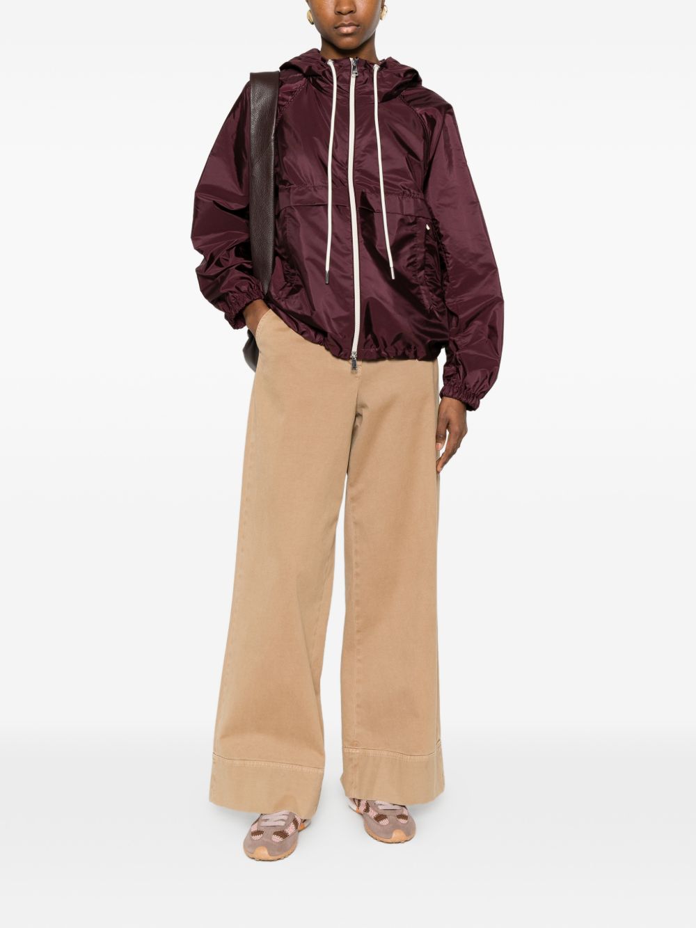 Giacca con cappuccio e zip Coquelicot in bordeaux Moncler - donna 