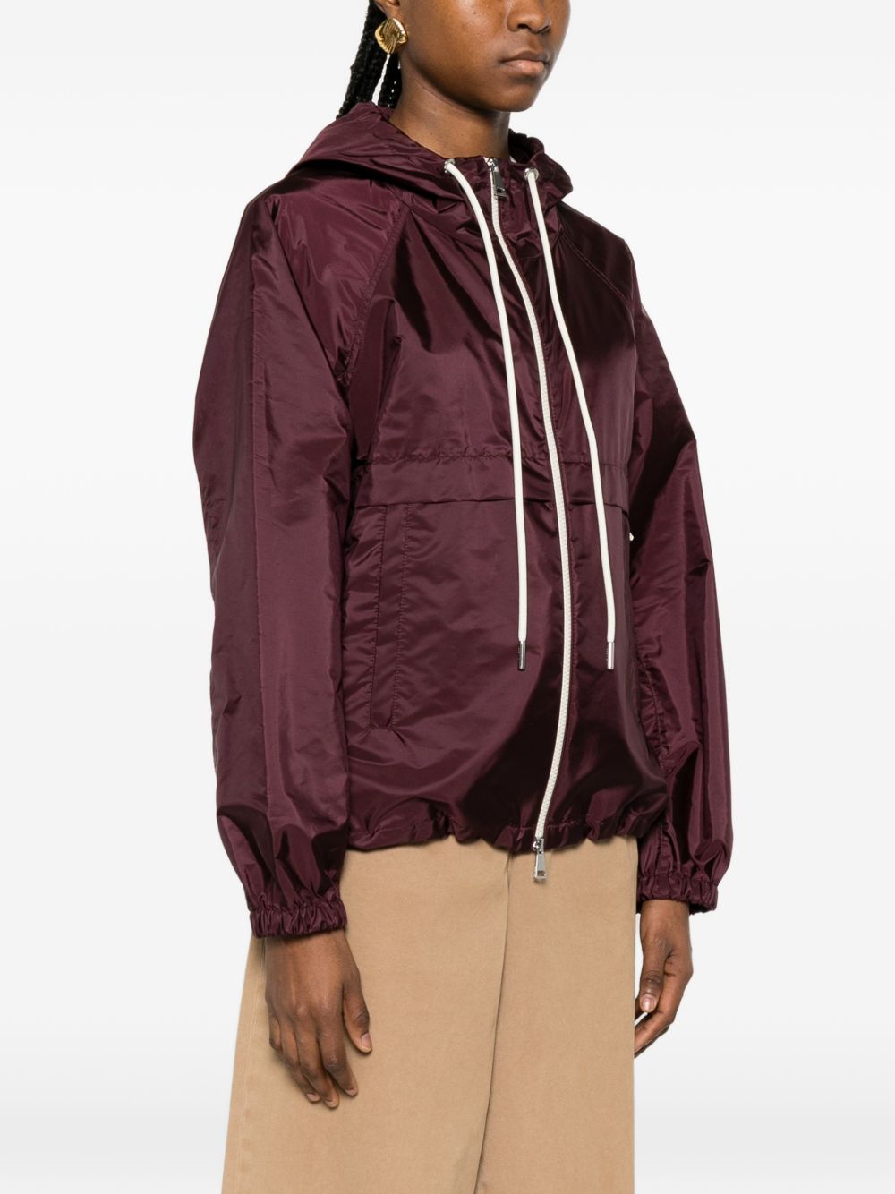 Giacca con cappuccio e zip Coquelicot in bordeaux Moncler - donna 