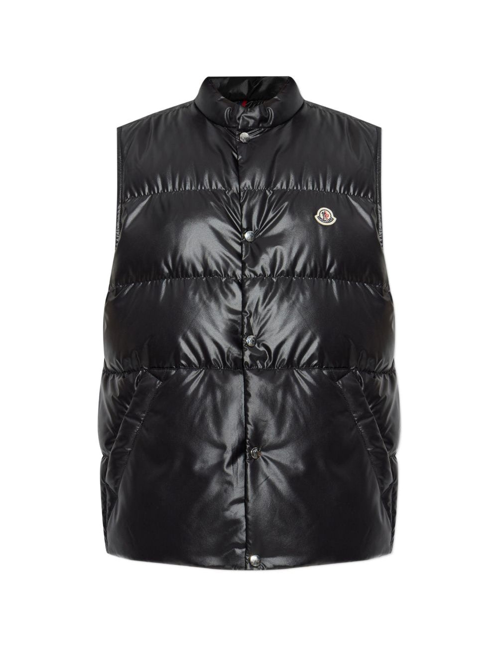 Gilet imbottito con patch logo in nero Moncler - uomo 