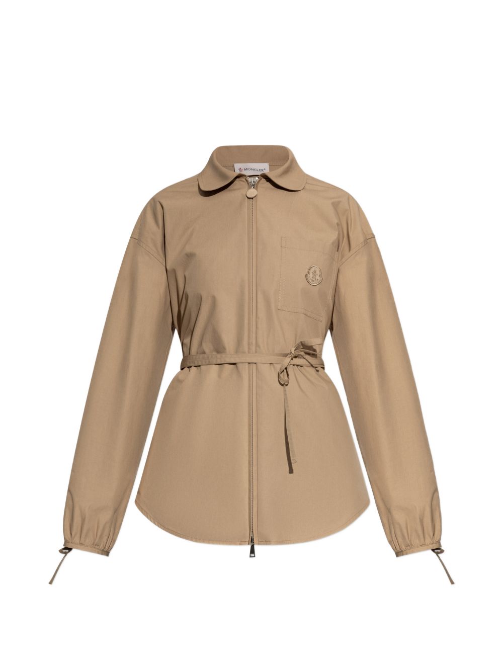 Giacca in cotone con cintura e chiusura a zip in beige Moncler - donna 