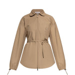 Giacca in cotone con cintura e chiusura a zip in beige Moncler - donna 