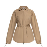 Giacca in cotone con cintura e chiusura a zip in beige Moncler - donna 