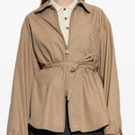 Giacca in cotone con cintura e chiusura a zip in beige Moncler - donna 