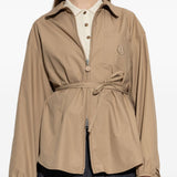 Giacca in cotone con cintura e chiusura a zip in beige Moncler - donna 