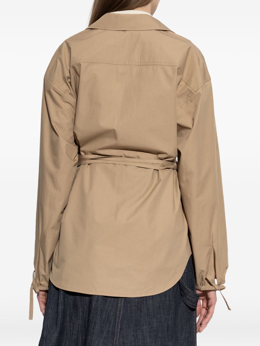 Giacca in cotone con cintura e chiusura a zip in beige Moncler - donna 