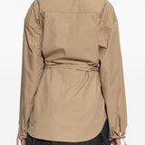 Giacca in cotone con cintura e chiusura a zip in beige Moncler - donna 