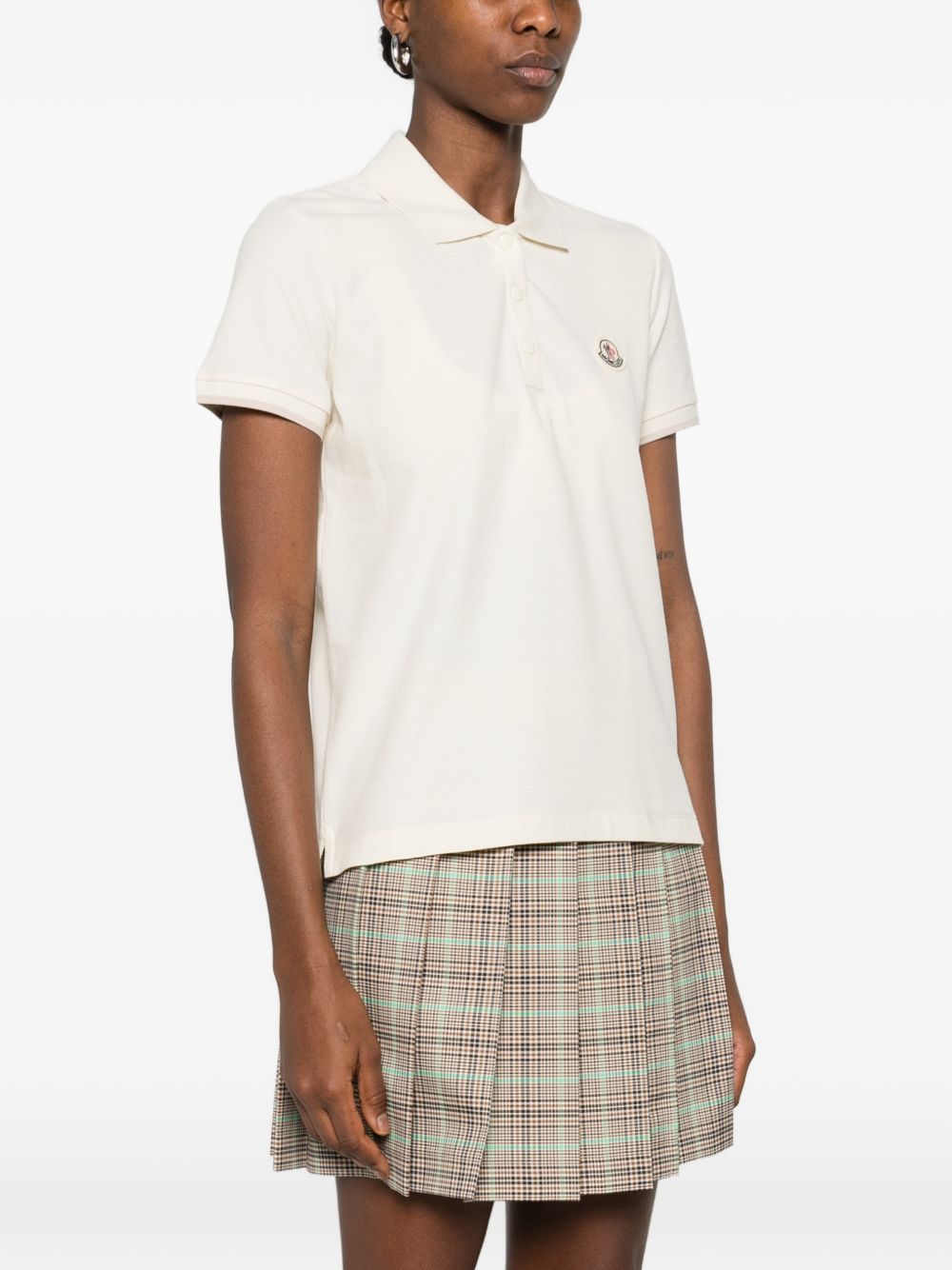 Polo a maniche corte in avorio Moncler - donna 