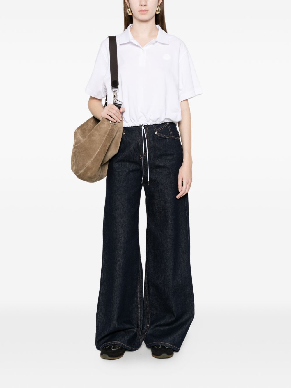 Polo con coulisse in bianco Moncler - donna 