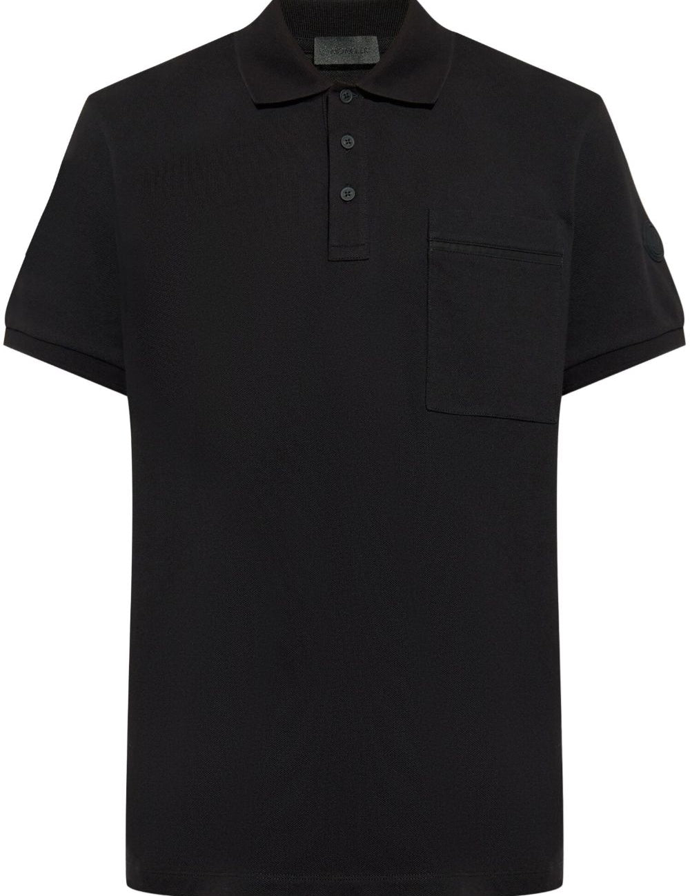 Polo con applicazione logo in nero Moncler - uomo 