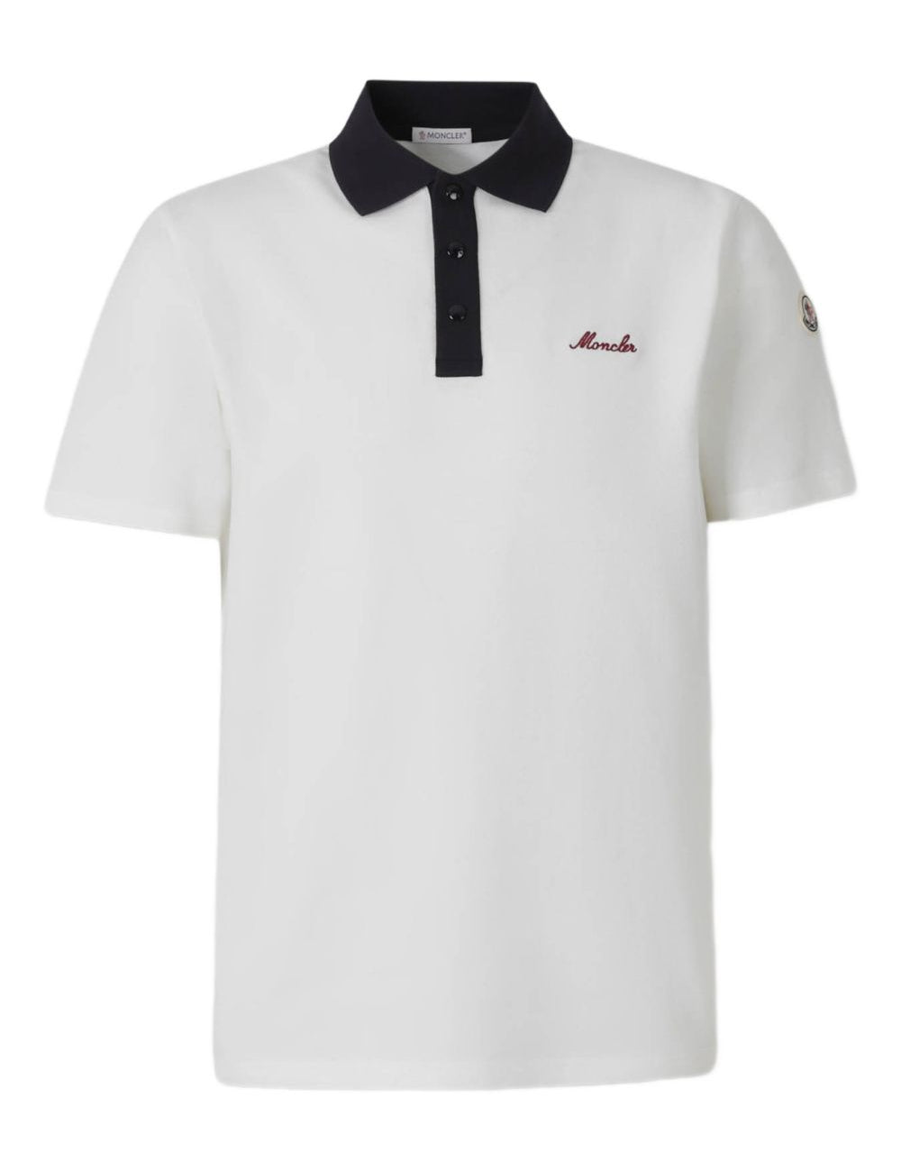 Polo con logo ricamato in bianco Moncler - uomo 