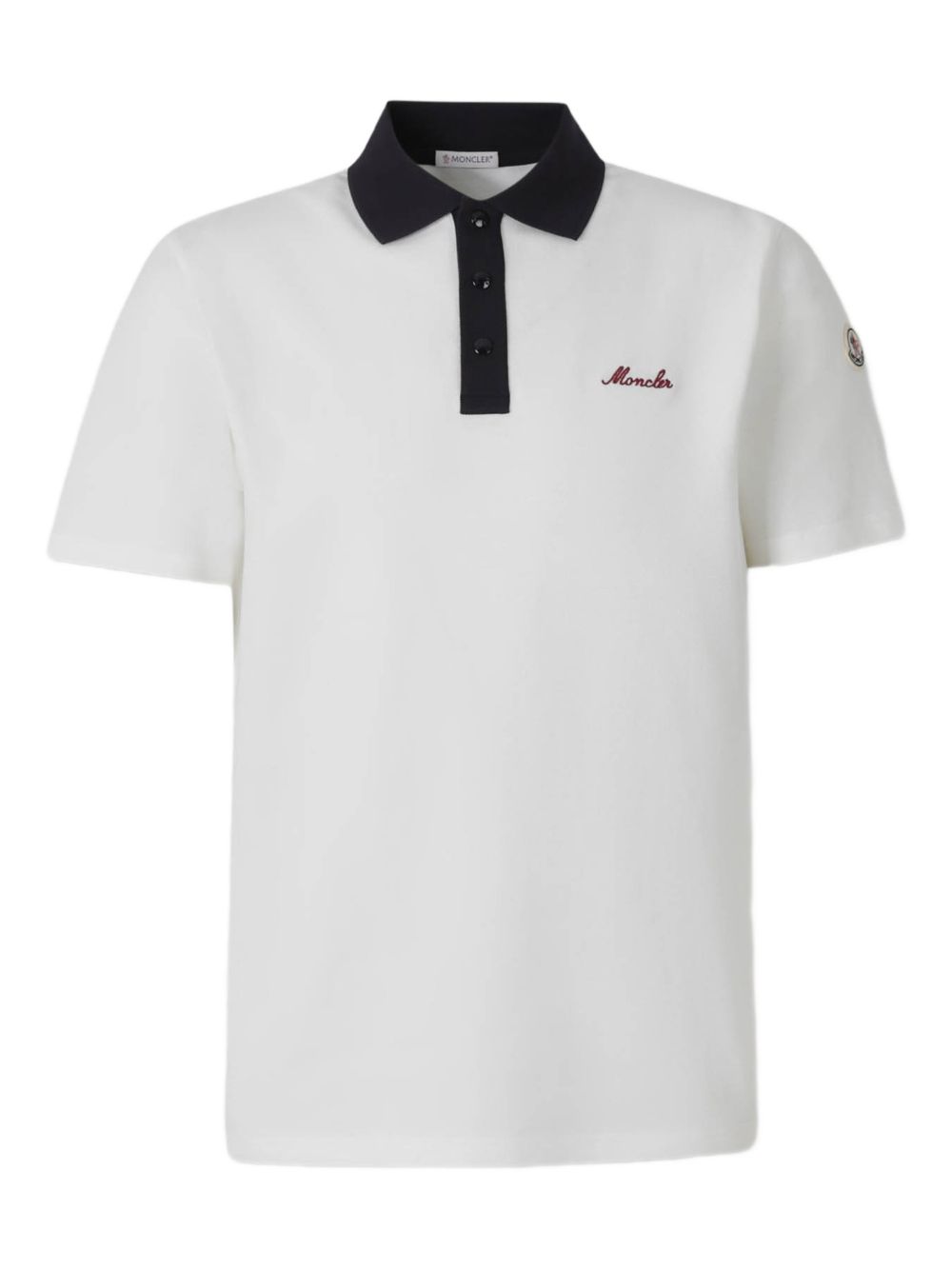 Polo con logo ricamato in bianco Moncler - uomo 