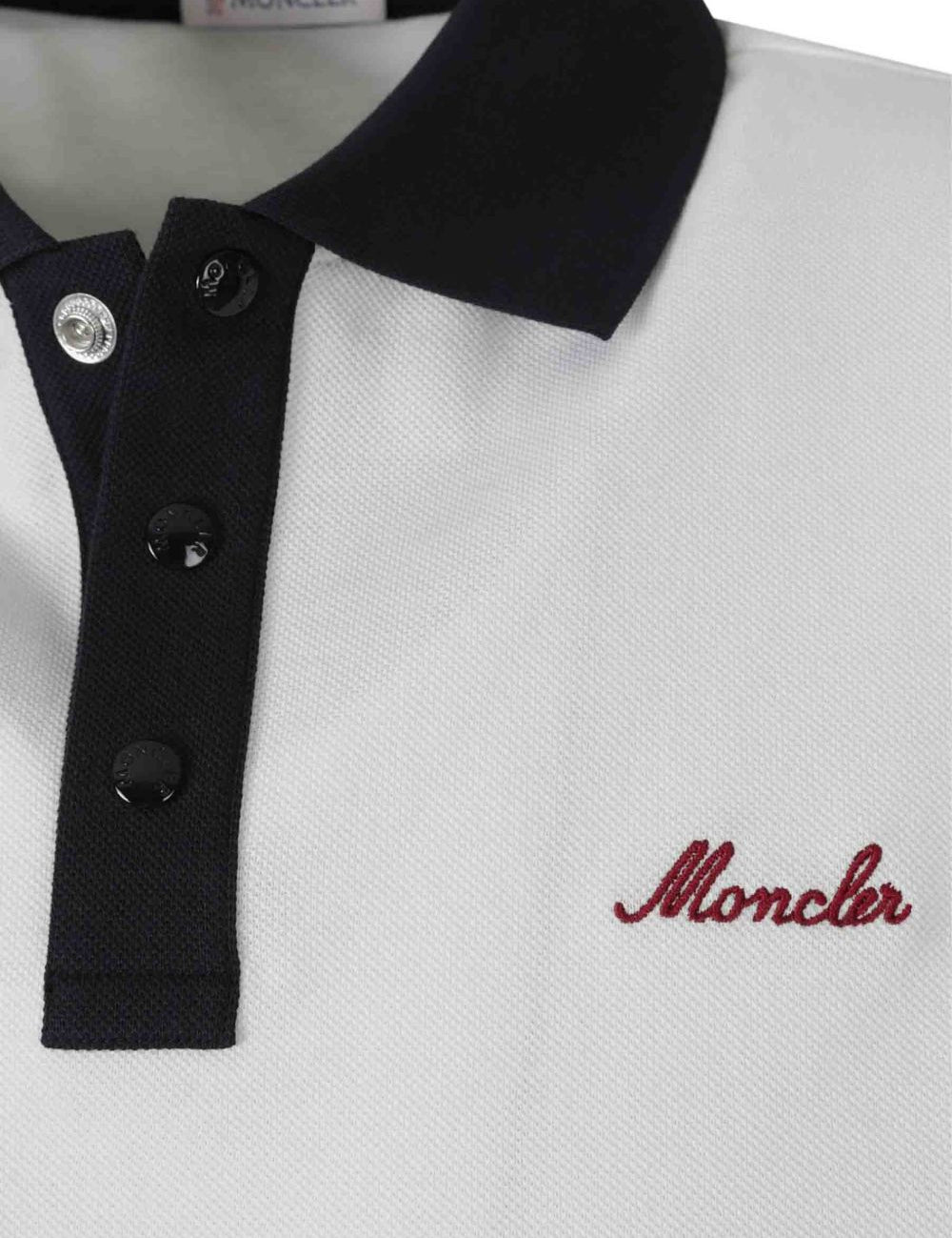 Polo con logo ricamato in bianco Moncler - uomo 