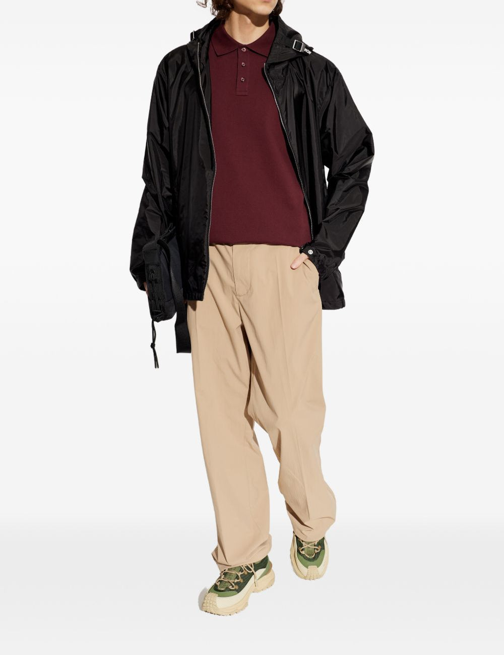 Polo con dettaglio a righe in piquet in rosso Moncler - uomo 