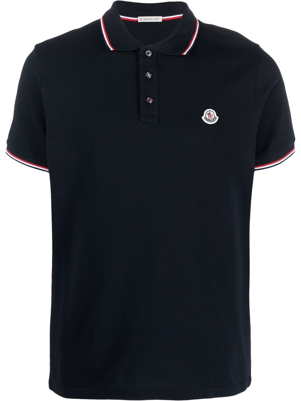 Polo con applicazione logo in blu Moncler - uomo 