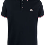 Polo con applicazione logo in blu Moncler - uomo 