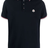 Polo con applicazione logo in blu Moncler - uomo 