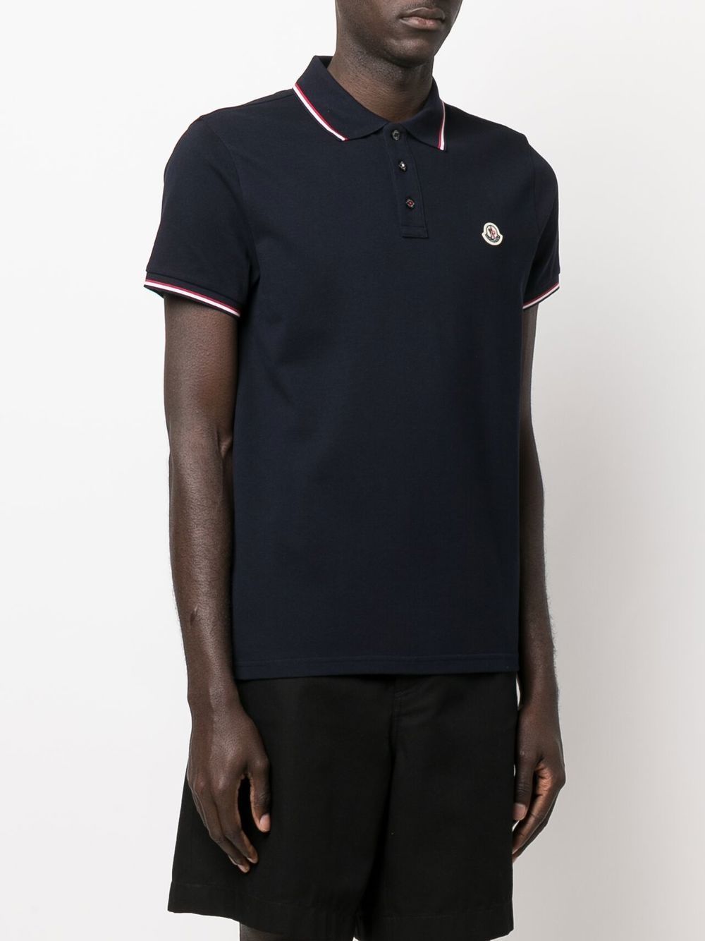 Polo con applicazione logo in blu Moncler - uomo 