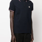 Polo con applicazione logo in blu Moncler - uomo 