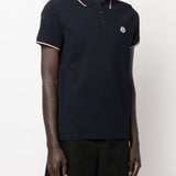 Polo con applicazione logo in blu Moncler - uomo 