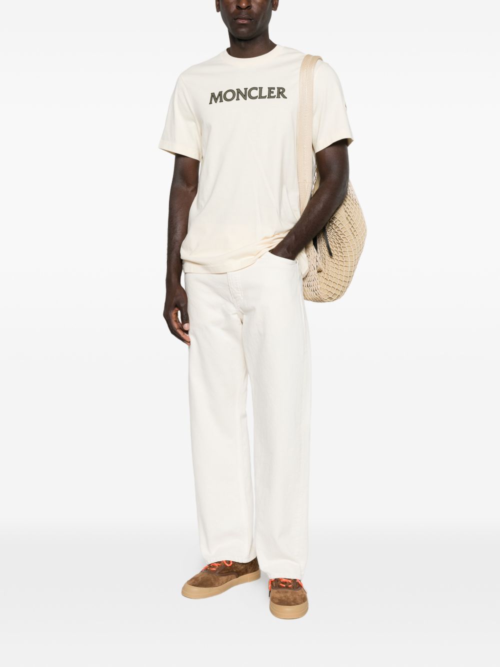 T-shirt con logo in beige Moncler - uomo 