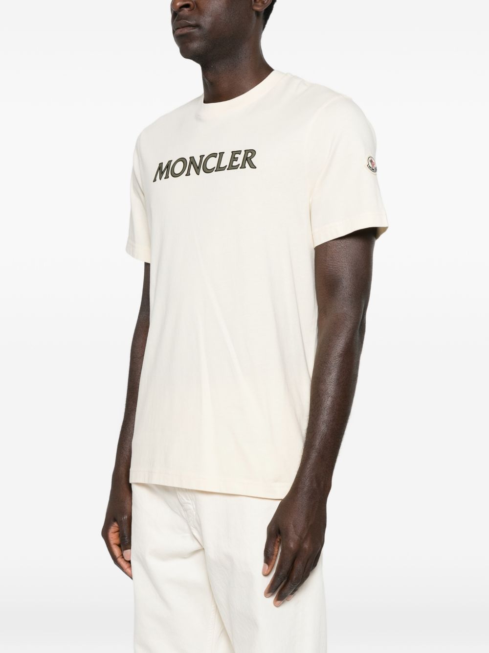 T-shirt con logo in beige Moncler - uomo 