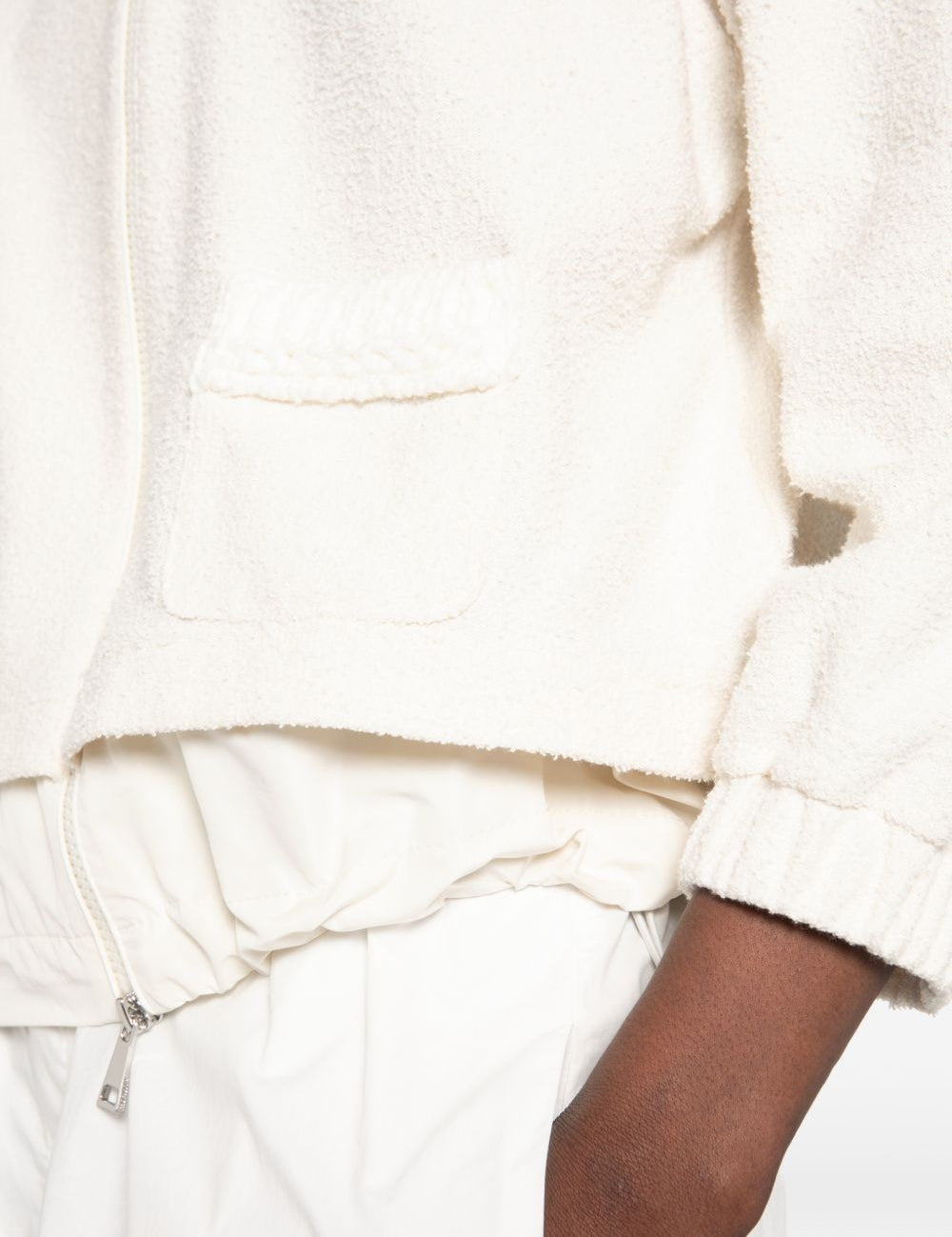 Giacca con zip boucle in avorio Moncler - donna 