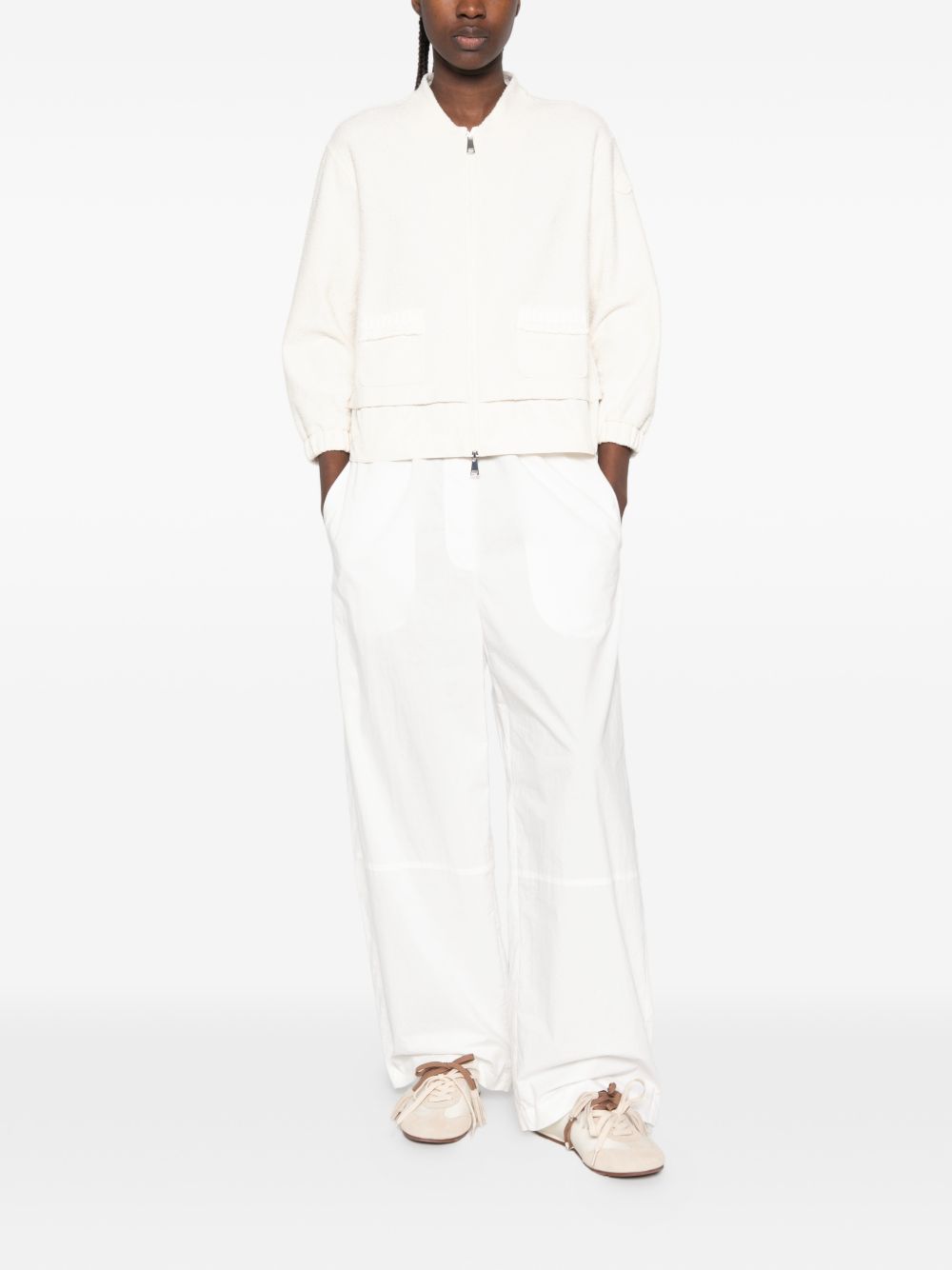 Giacca con zip boucle in avorio Moncler - donna 