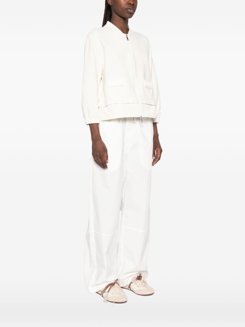 Giacca con zip boucle in avorio Moncler - donna 