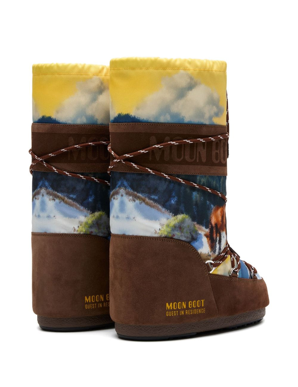 Stivali da neve con lacci e stampa graficamulticolore Moon boot x guest in residence - donna 