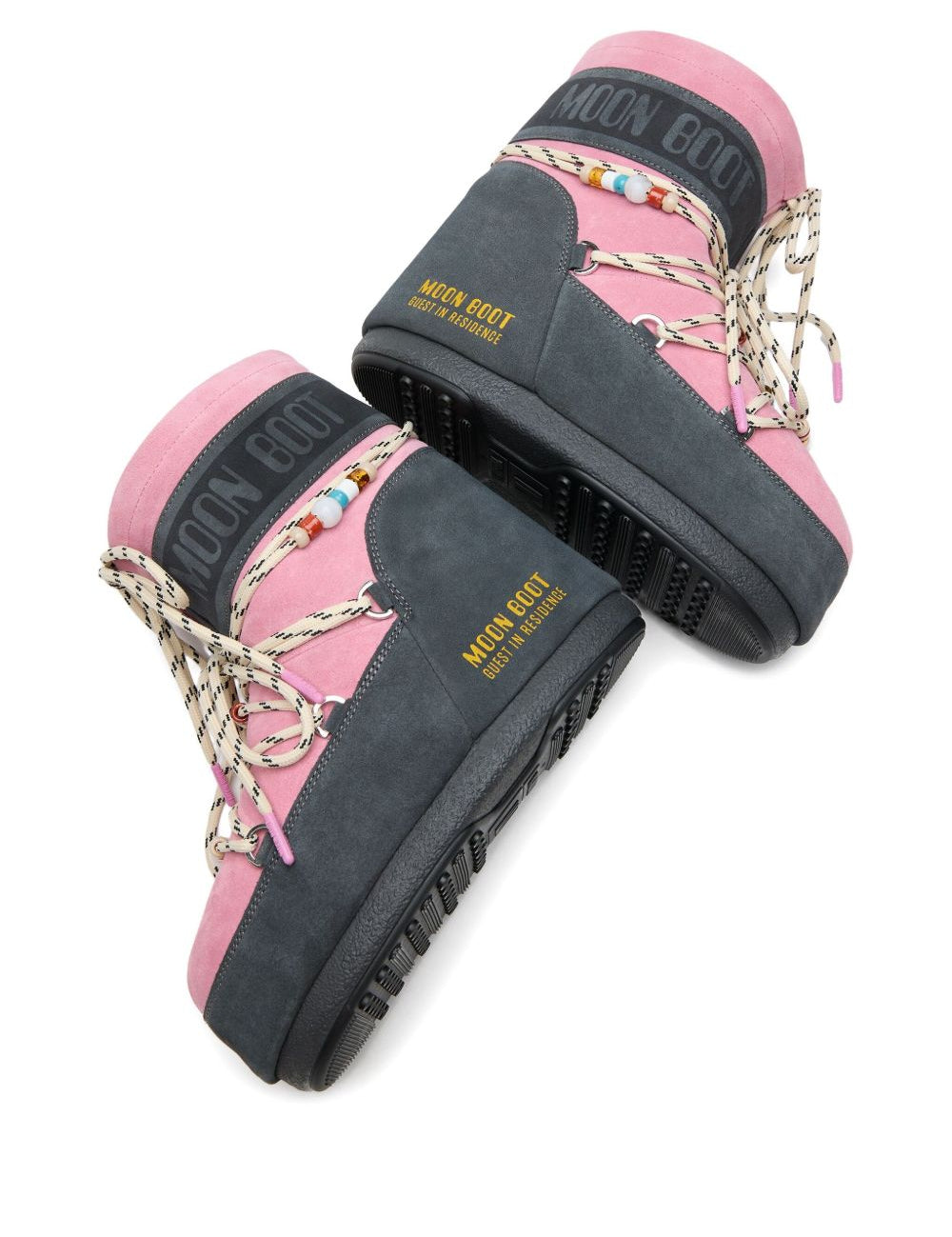 Stivali da neve con lacci e logo in rosa e blu Moon boot x guest in residence - donna 