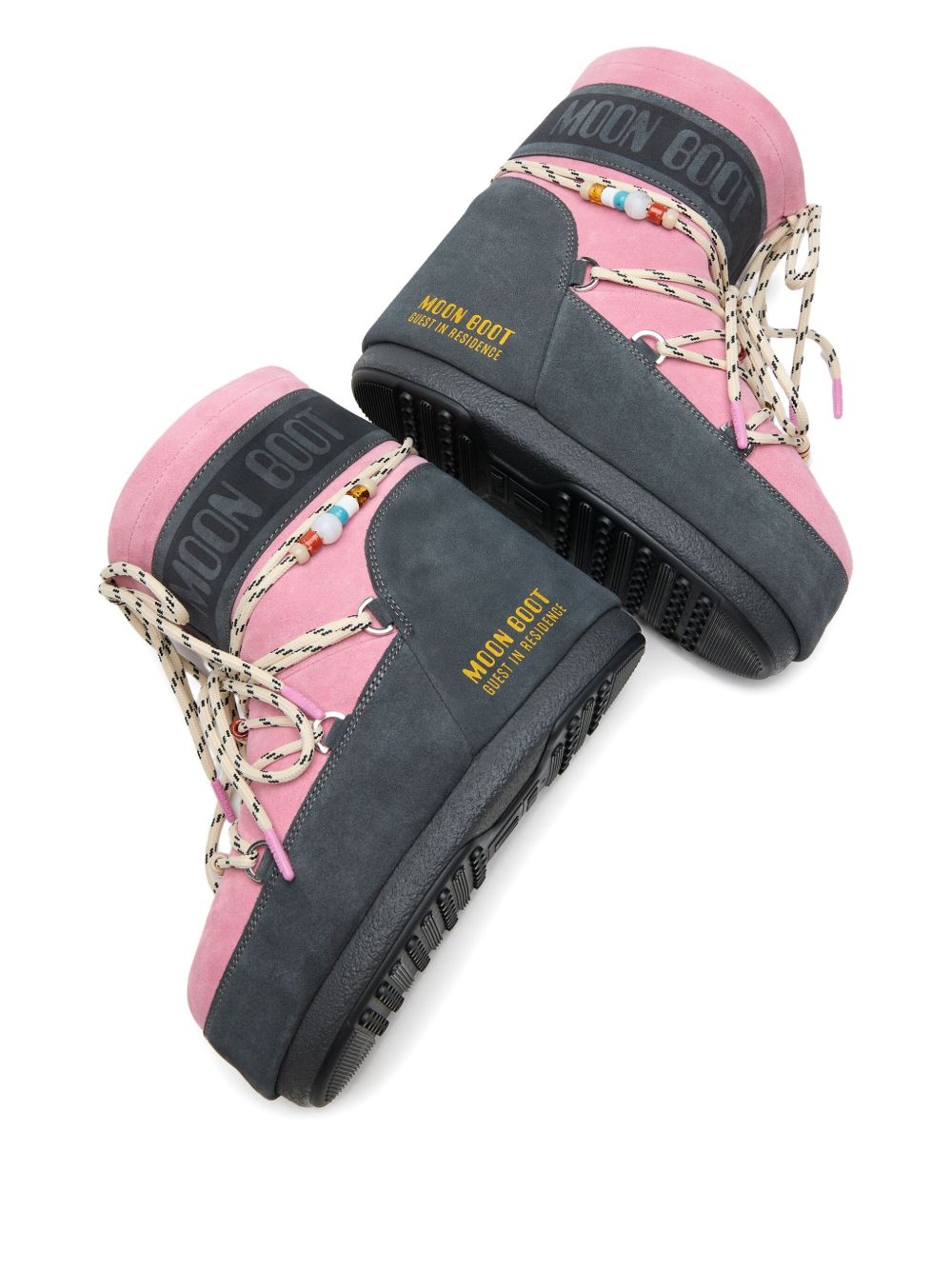 Stivali da neve con lacci e logo in rosa e blu Moon boot x guest in residence - donna 