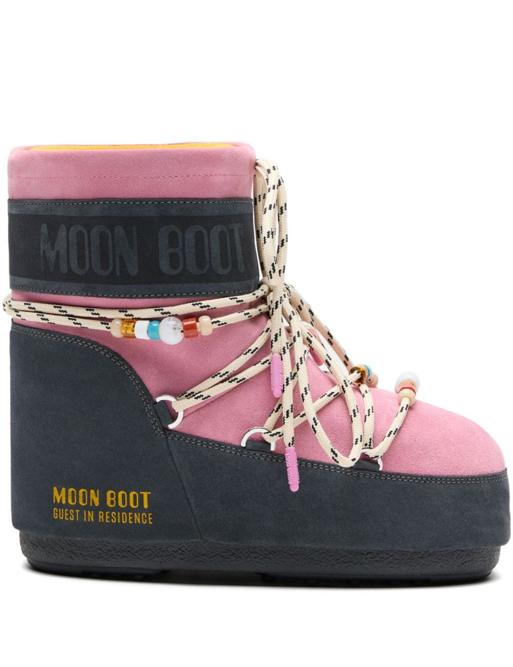 Stivali da neve con lacci e logo in rosa e blu Moon boot x guest in residence - donna 
