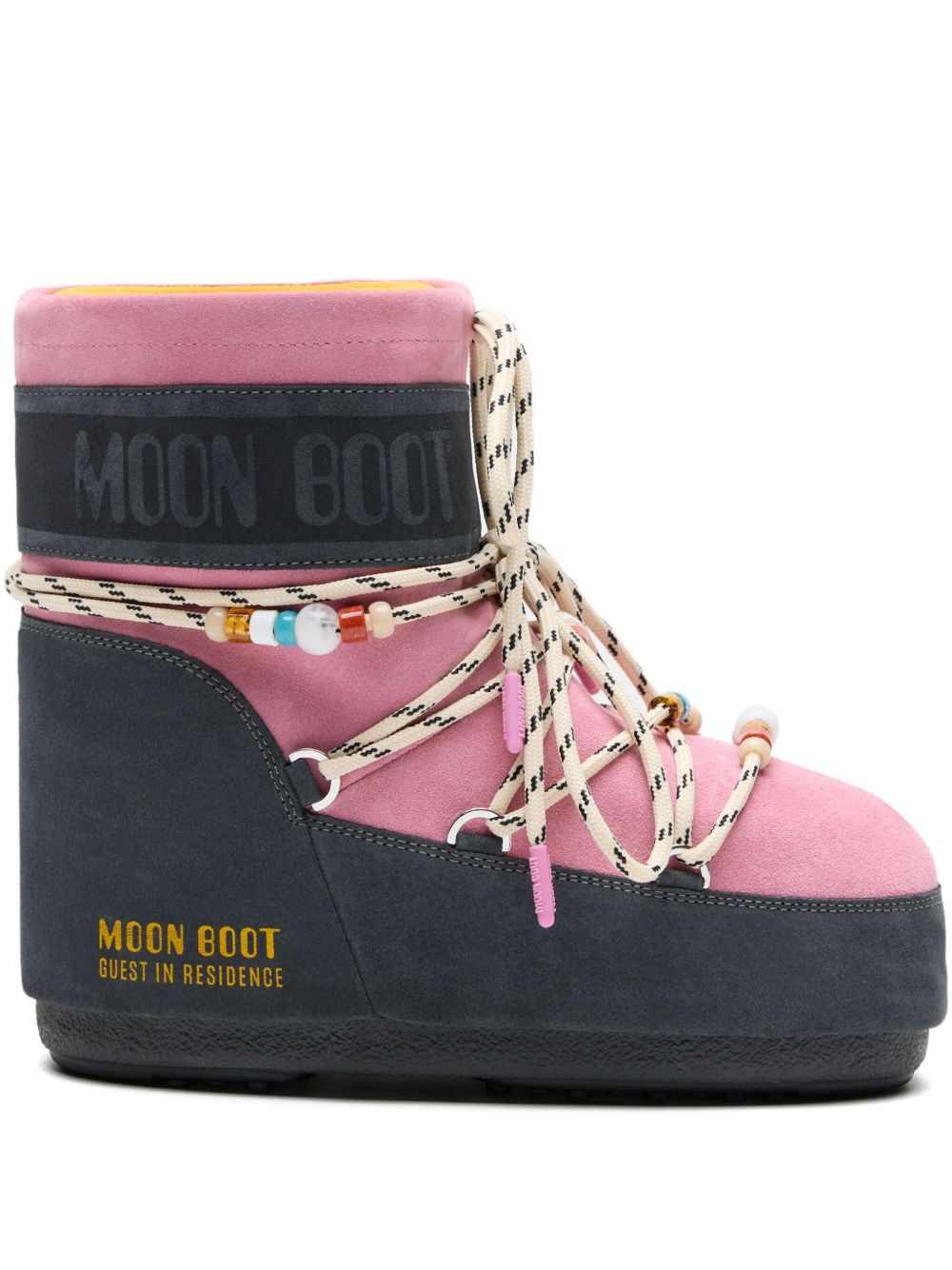 Stivali da neve con lacci e logo in rosa e blu Moon boot x guest in residence - donna 