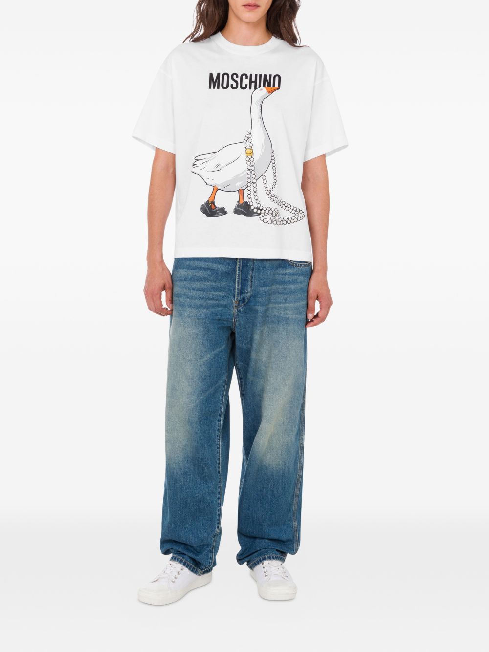 T-shirt con stampa in bianco Moschino - donna 