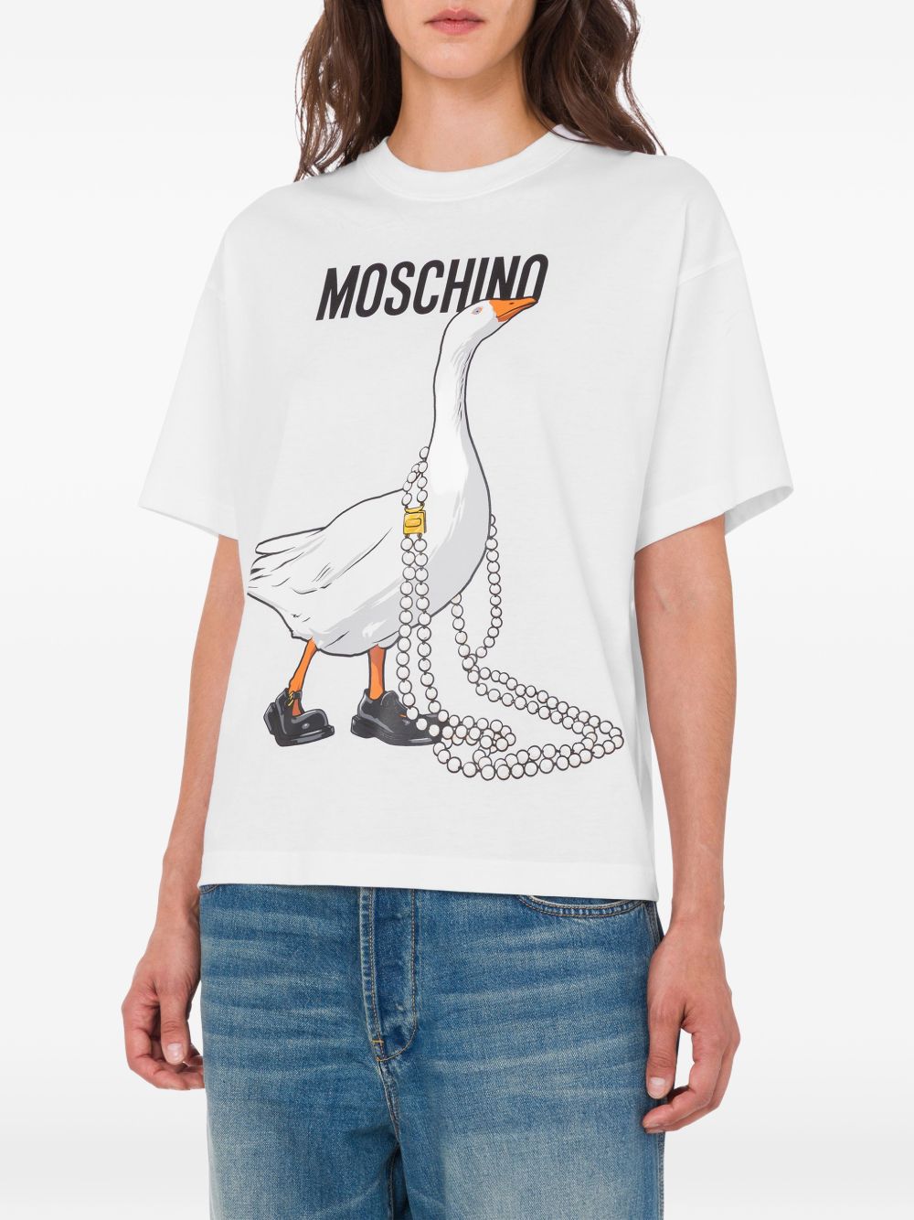 T-shirt con stampa in bianco Moschino - donna 
