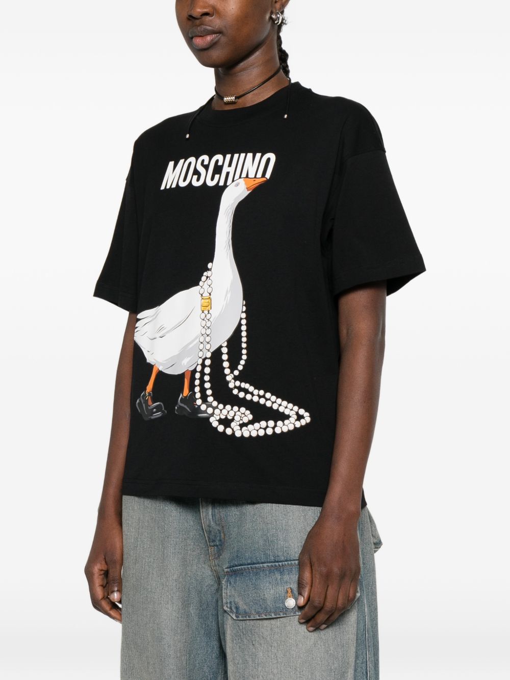 T-shirt con stampa grafica in nero Moschino - donna 