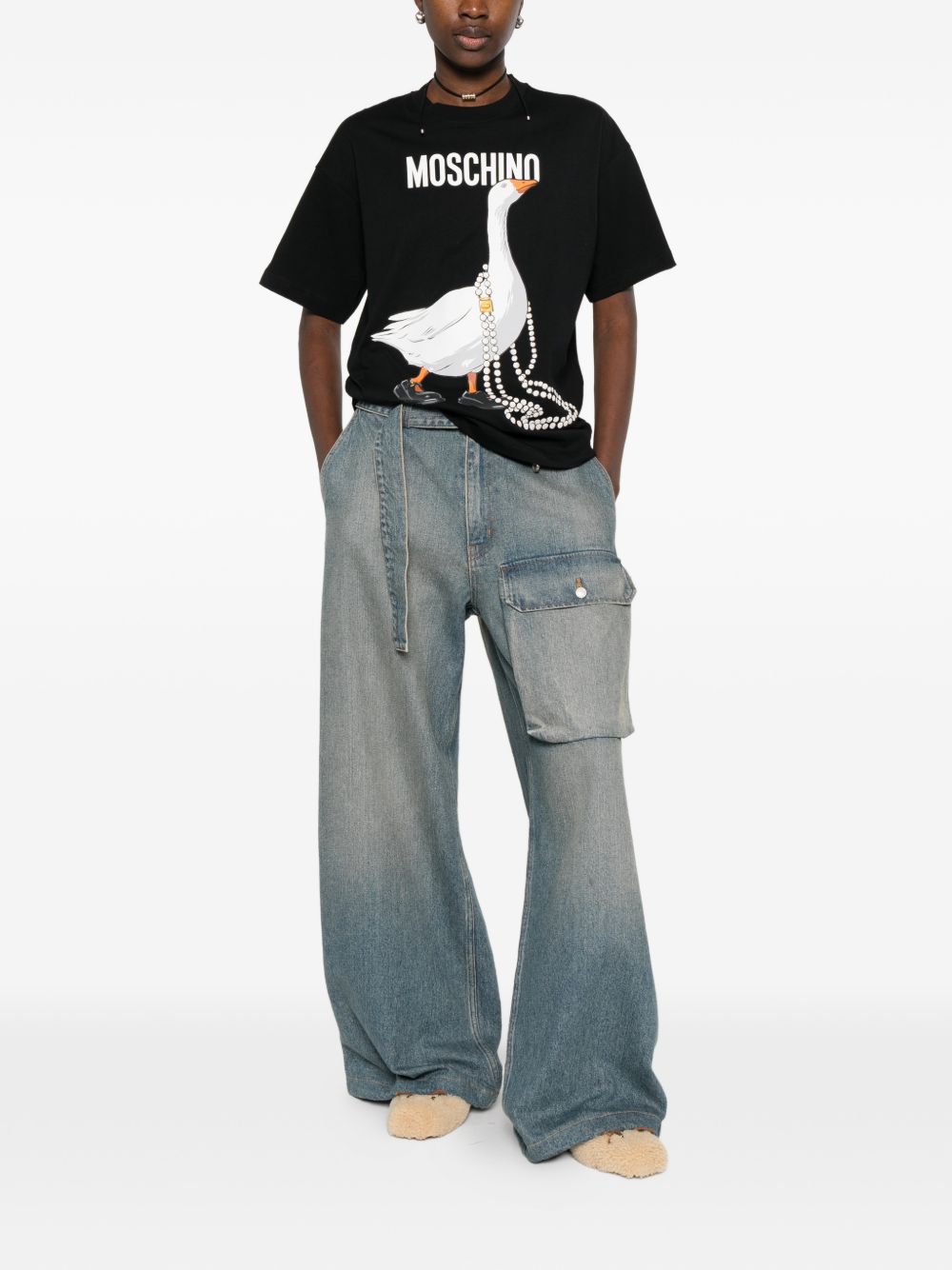 T-shirt con stampa grafica in nero Moschino - donna 